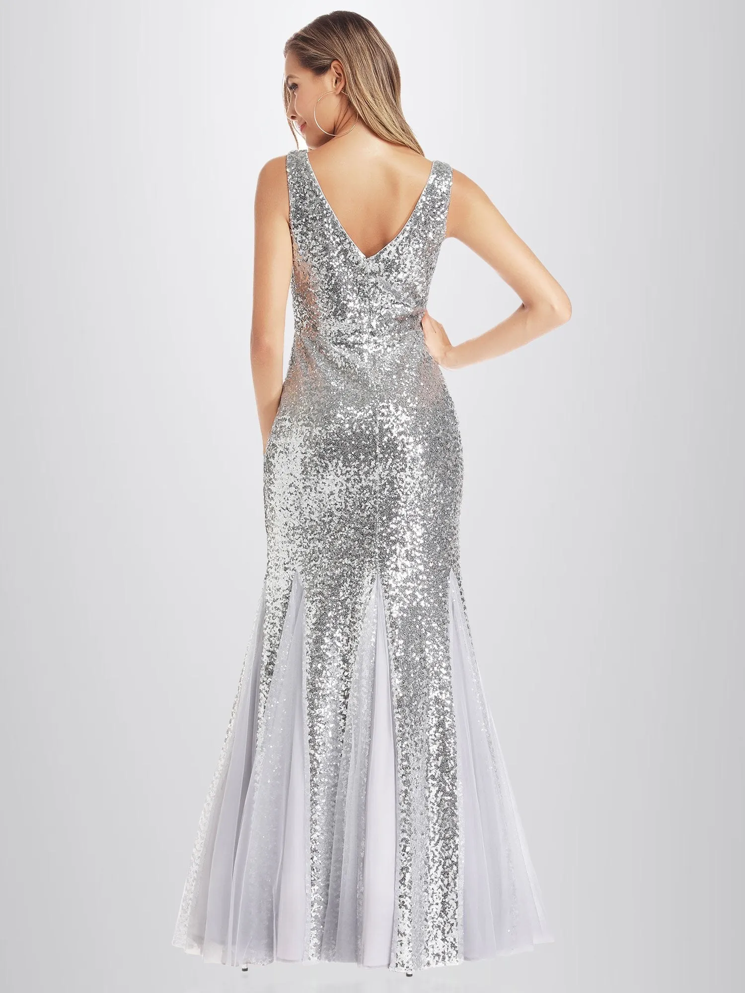Ever-Pretty Women's Double V-Neck Sequin Dress Bodycon Mermaid Dresses EP00946