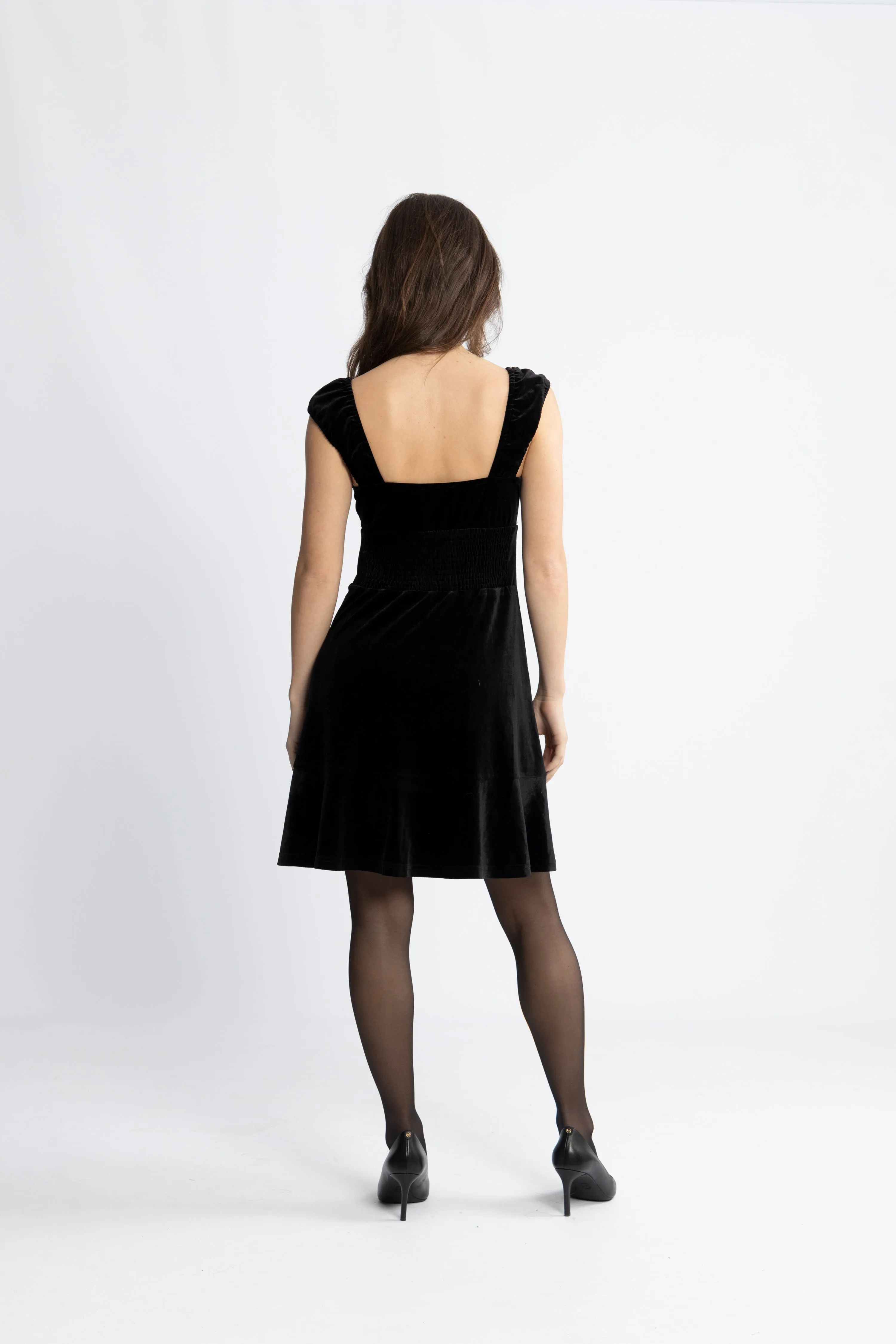 Evie Velvet Dress - Black