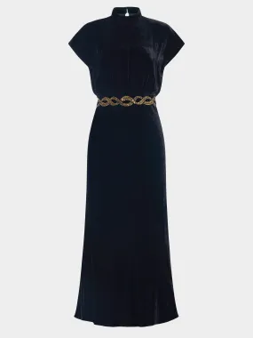Fabienne B Dress in Black Sash Embroidery