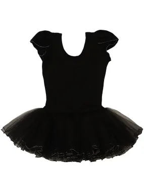 Girls Black Silver Glitter Trim Ruffle Tutu Ballet Dress 9M-8