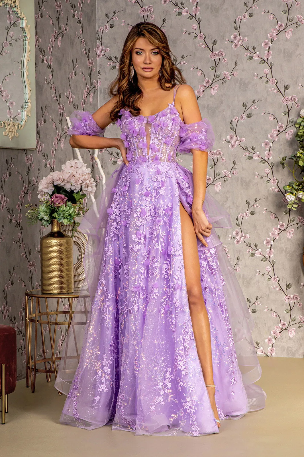 GLS BY GLORIA GL3358 Scoop A-Line Evening Dress