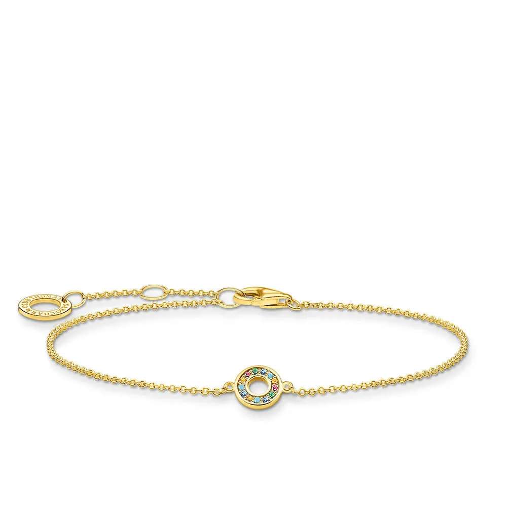 Gold Plated Sterling Silver thomas Sabo Charm Club Colour Circle Bracelet 16-19cm