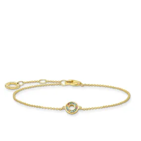 Gold Plated Sterling Silver thomas Sabo Charm Club Colour Circle Bracelet 16-19cm