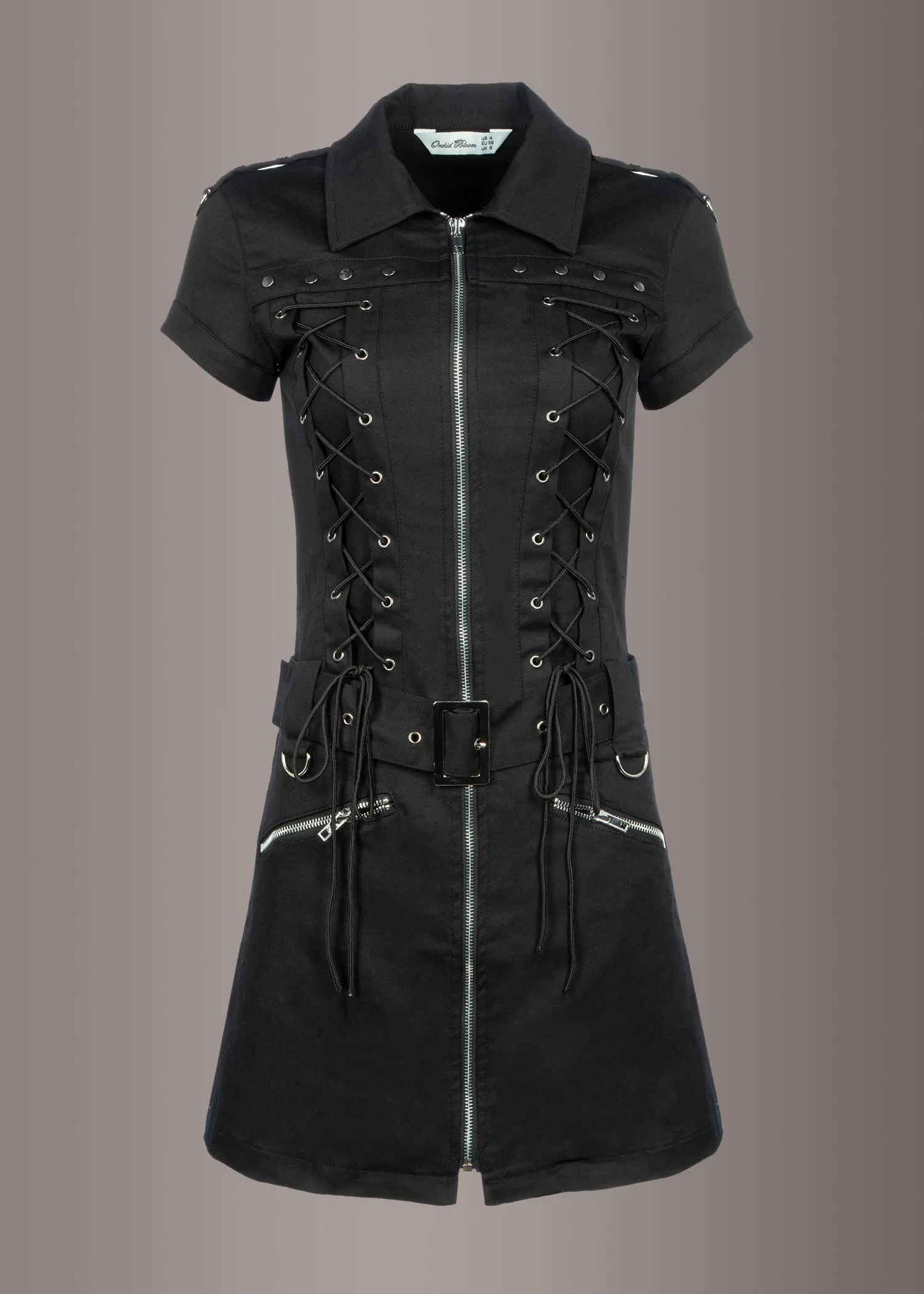 Goth Mini Dress with Studs and Lacing