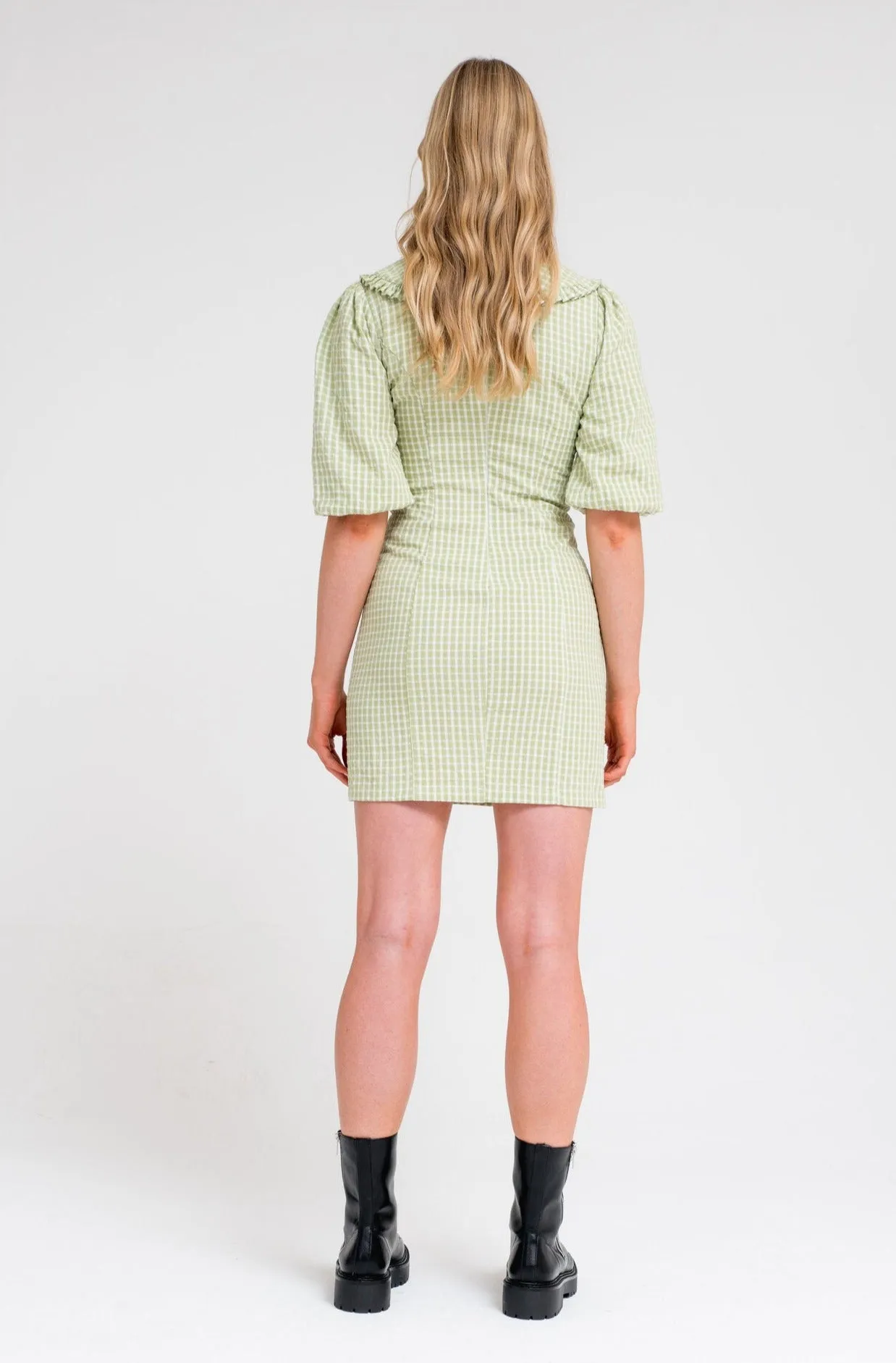 Green Check Collar Dress