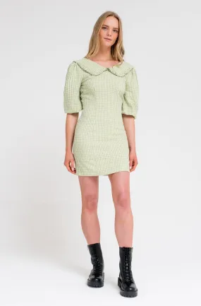 Green Check Collar Dress