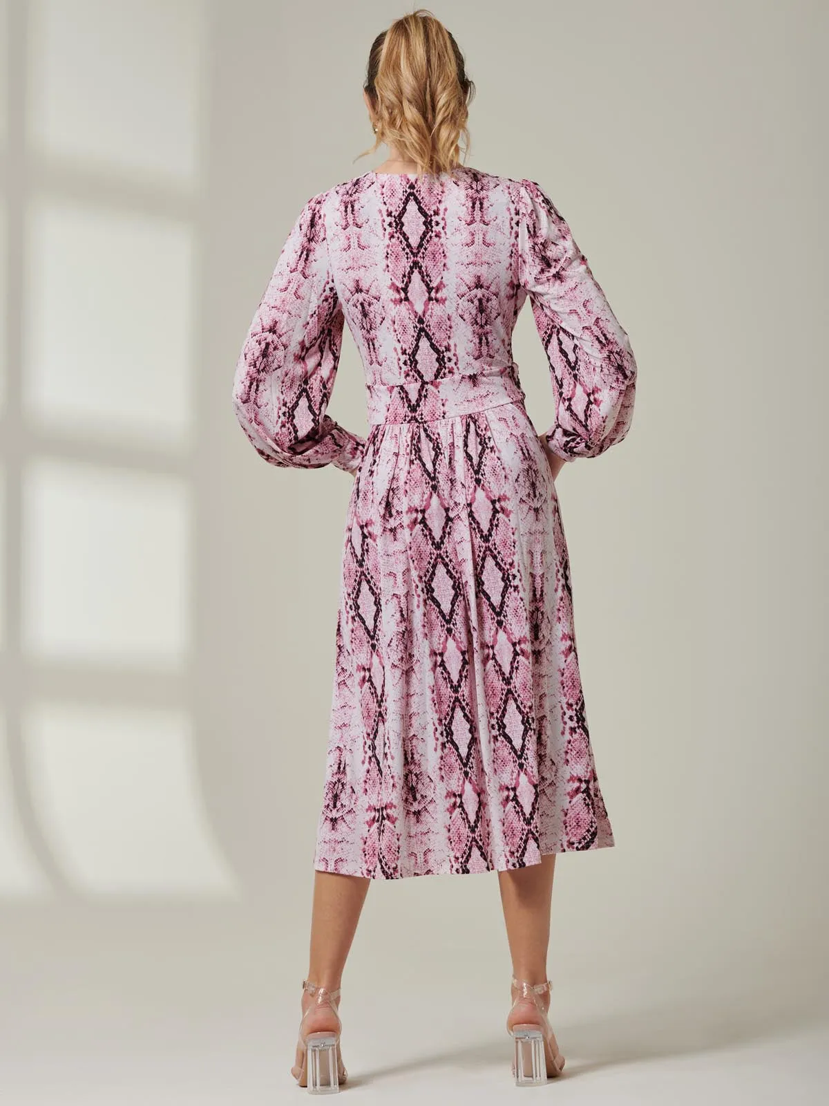 Harper Long Sleeve Jersey Dress, Pink Multi