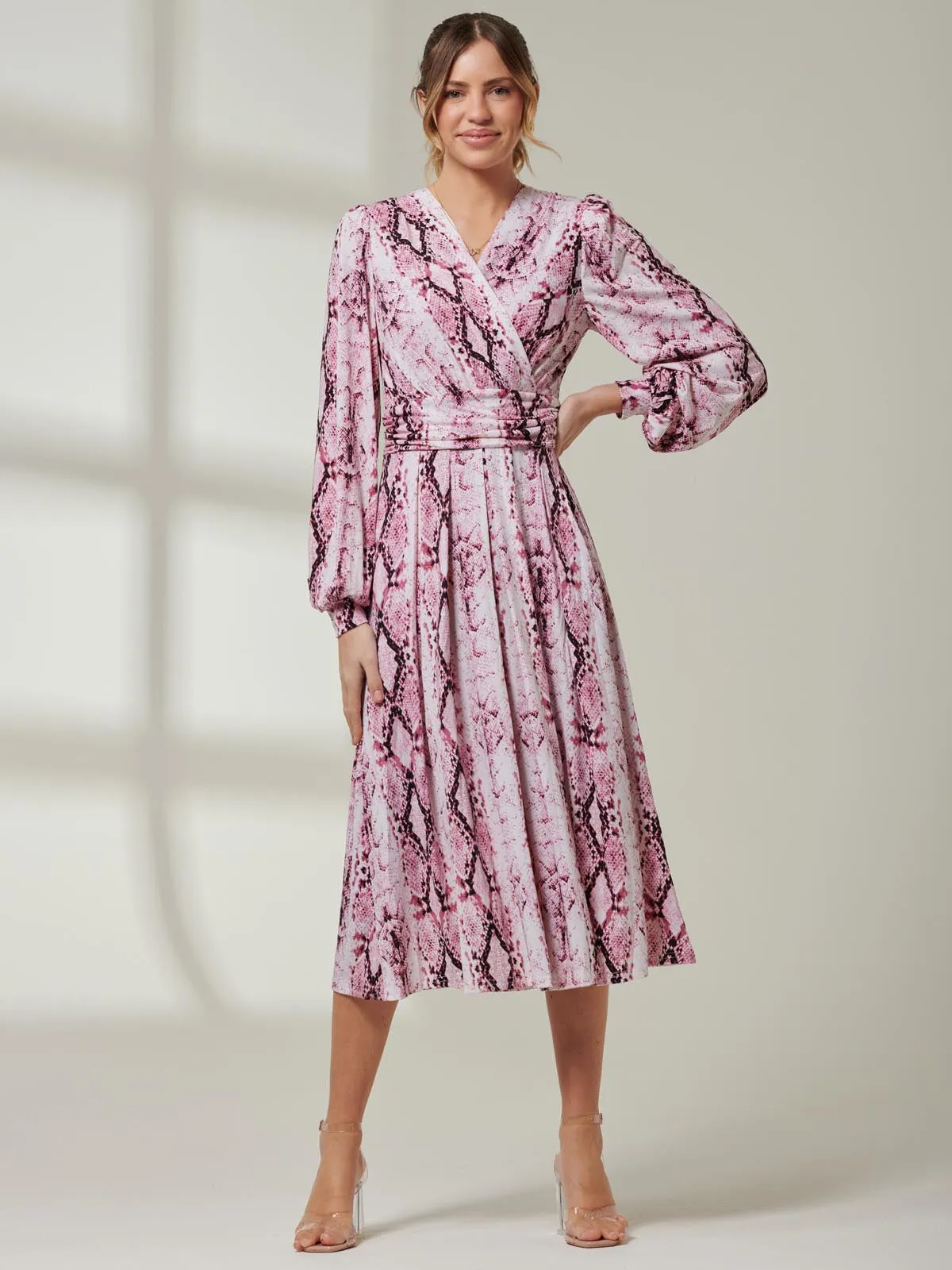 Harper Long Sleeve Jersey Dress, Pink Multi