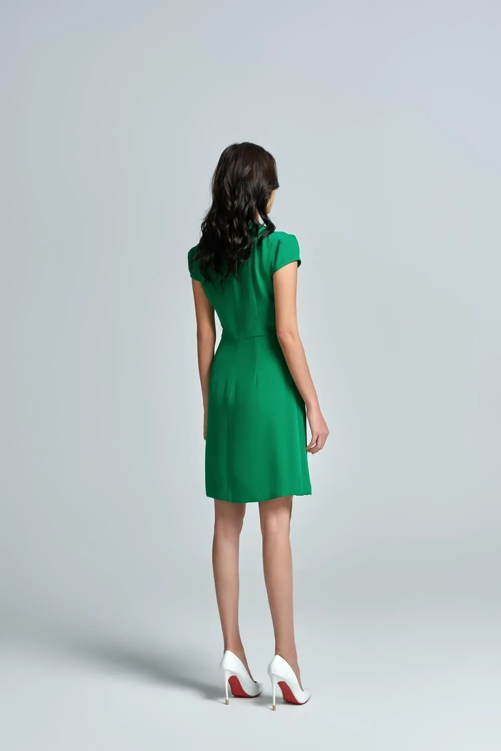 Helixia A-line Short Sleeved Crepe Mini Dress