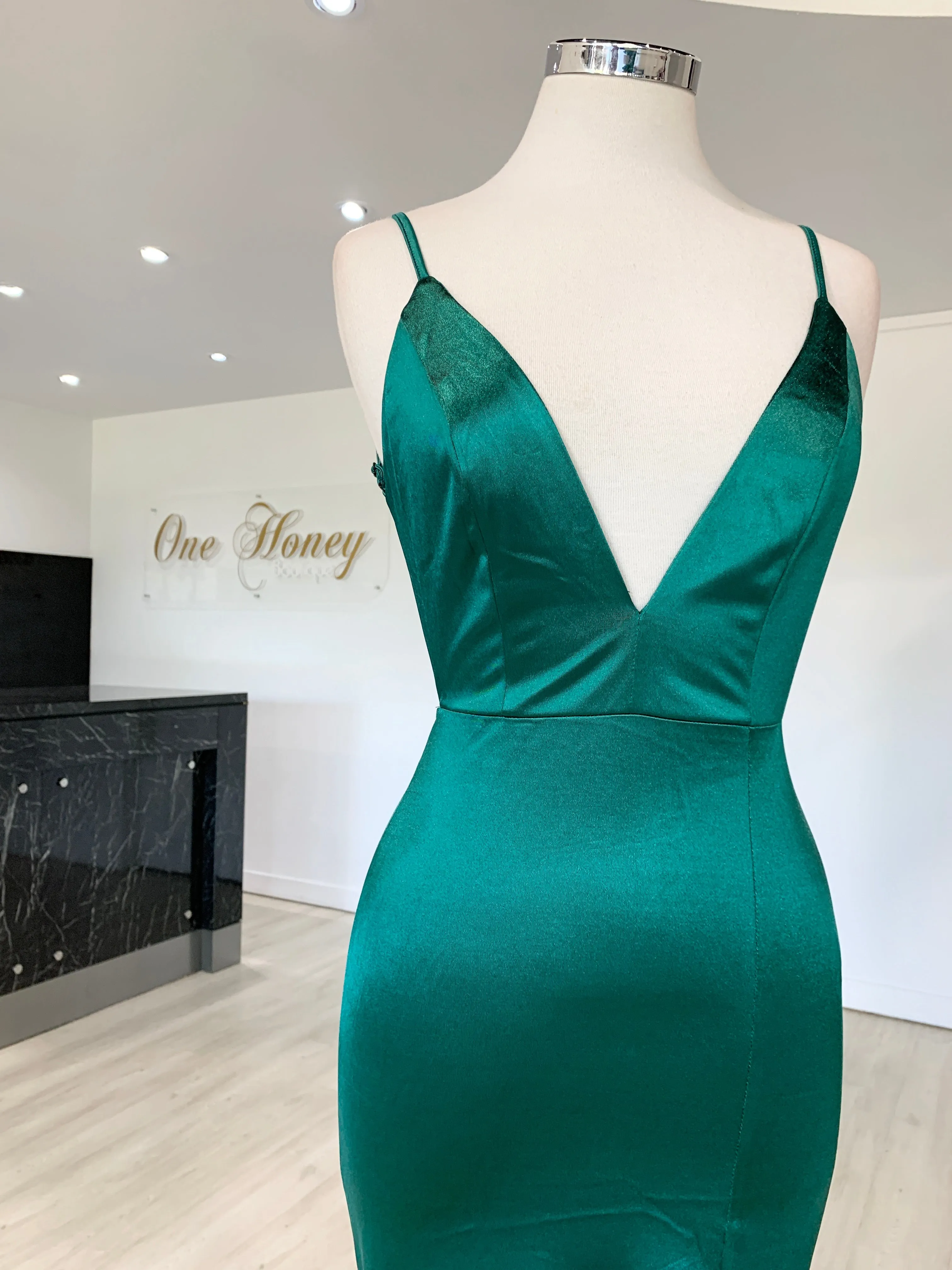 Honey Couture MILEE Low Back Mermaid Evening Gown Dress with Leg Split
