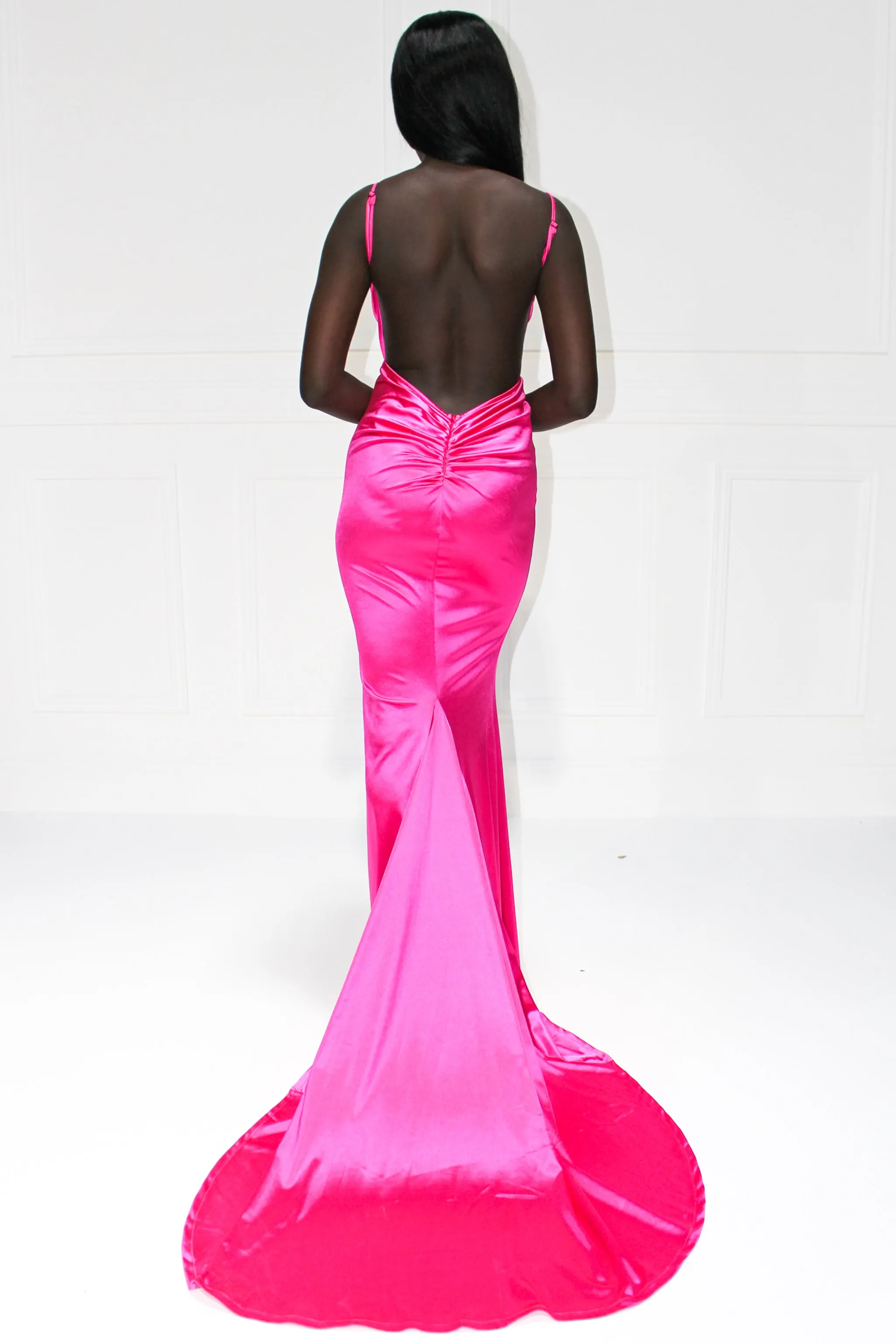 Honey Couture MILEE Low Back Mermaid Evening Gown Dress with Leg Split