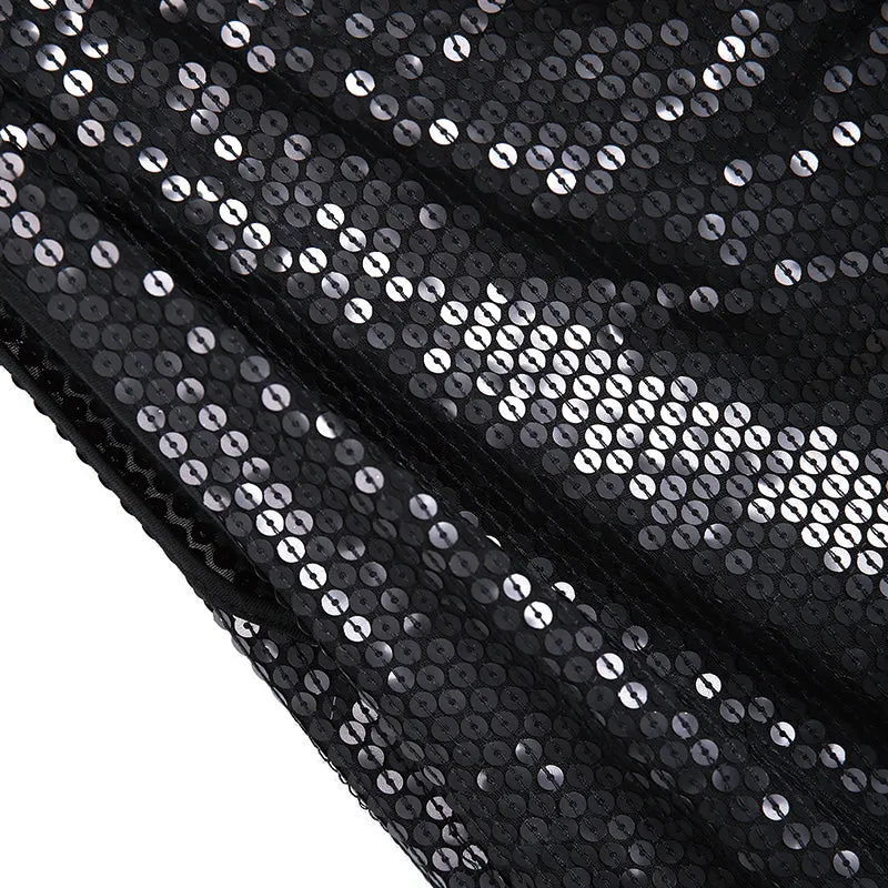 I720 Women Fully sequined jersey round neck sleeveless mini party dress