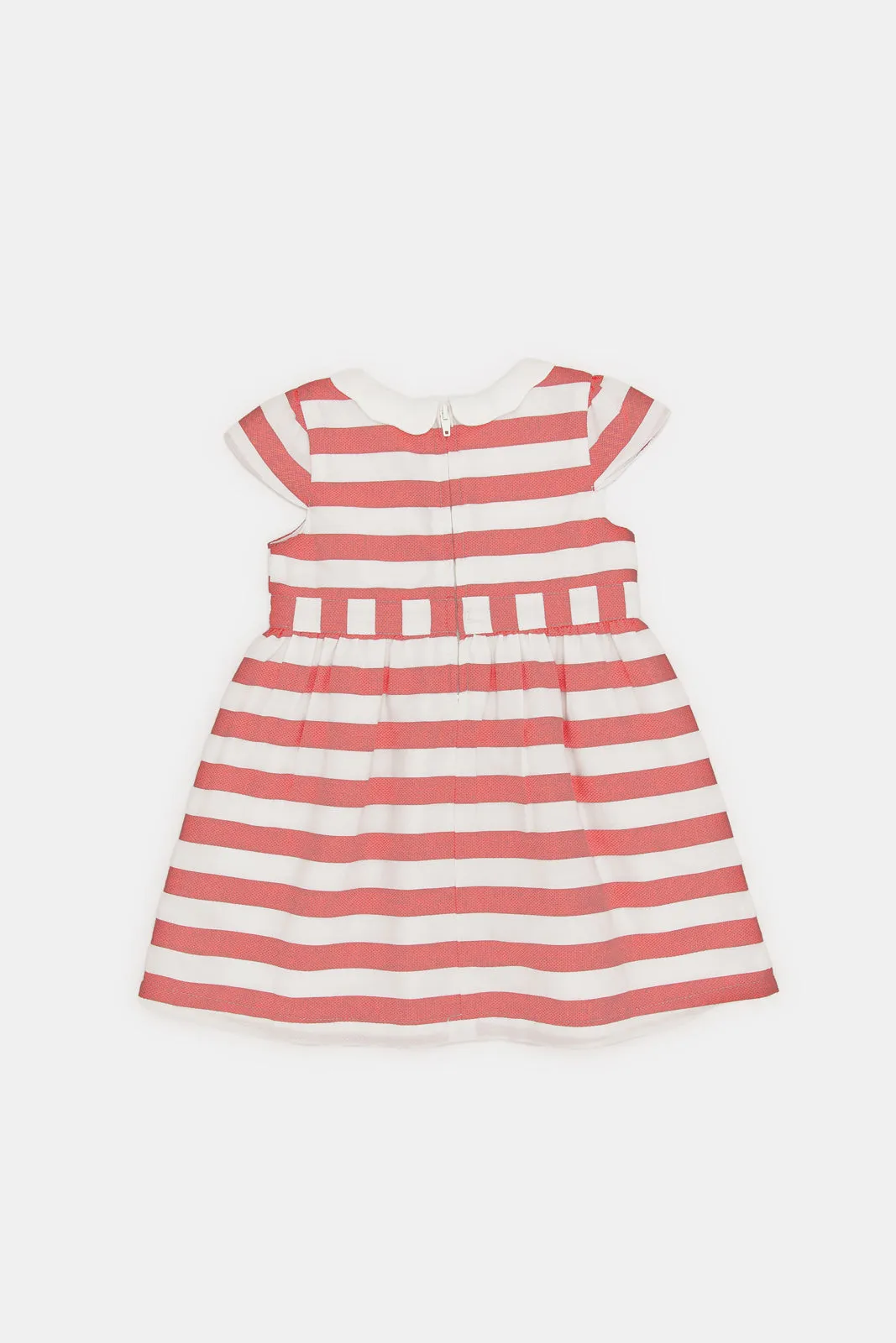 Infant Girls Red Stripe Collar Dress