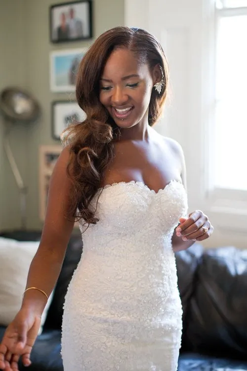 Lace Mermaid Wedding Dress With Swarovski Crystals (#PB144)