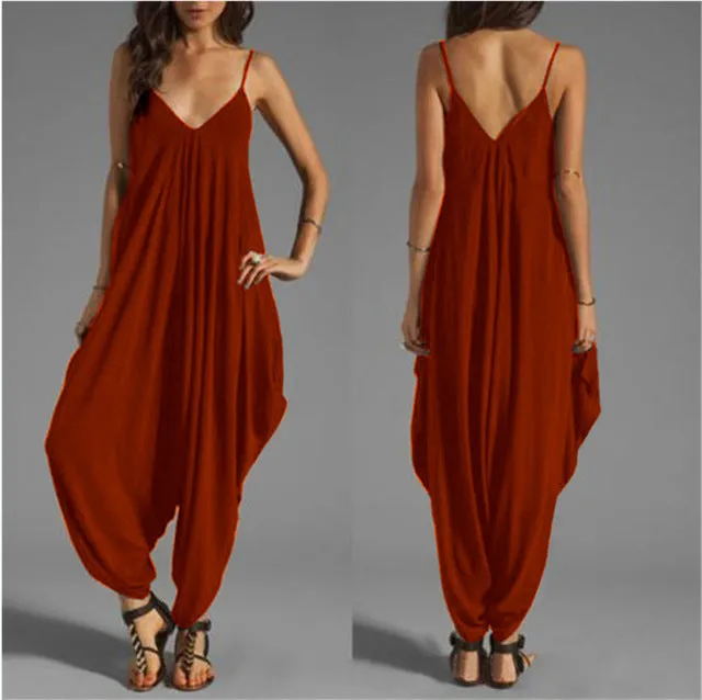 Long Bodysuit Fashion Summer Women's Harem Romper Jumpsuit