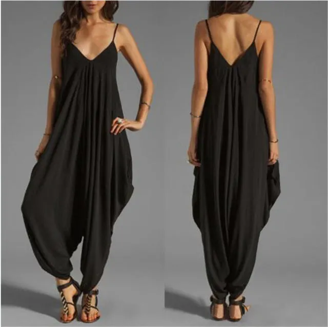 Long Bodysuit Fashion Summer Women's Harem Romper Jumpsuit