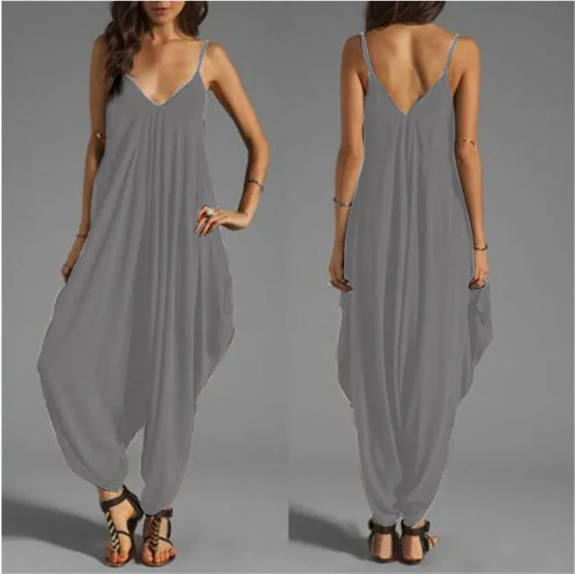 Long Bodysuit Fashion Summer Women's Harem Romper Jumpsuit