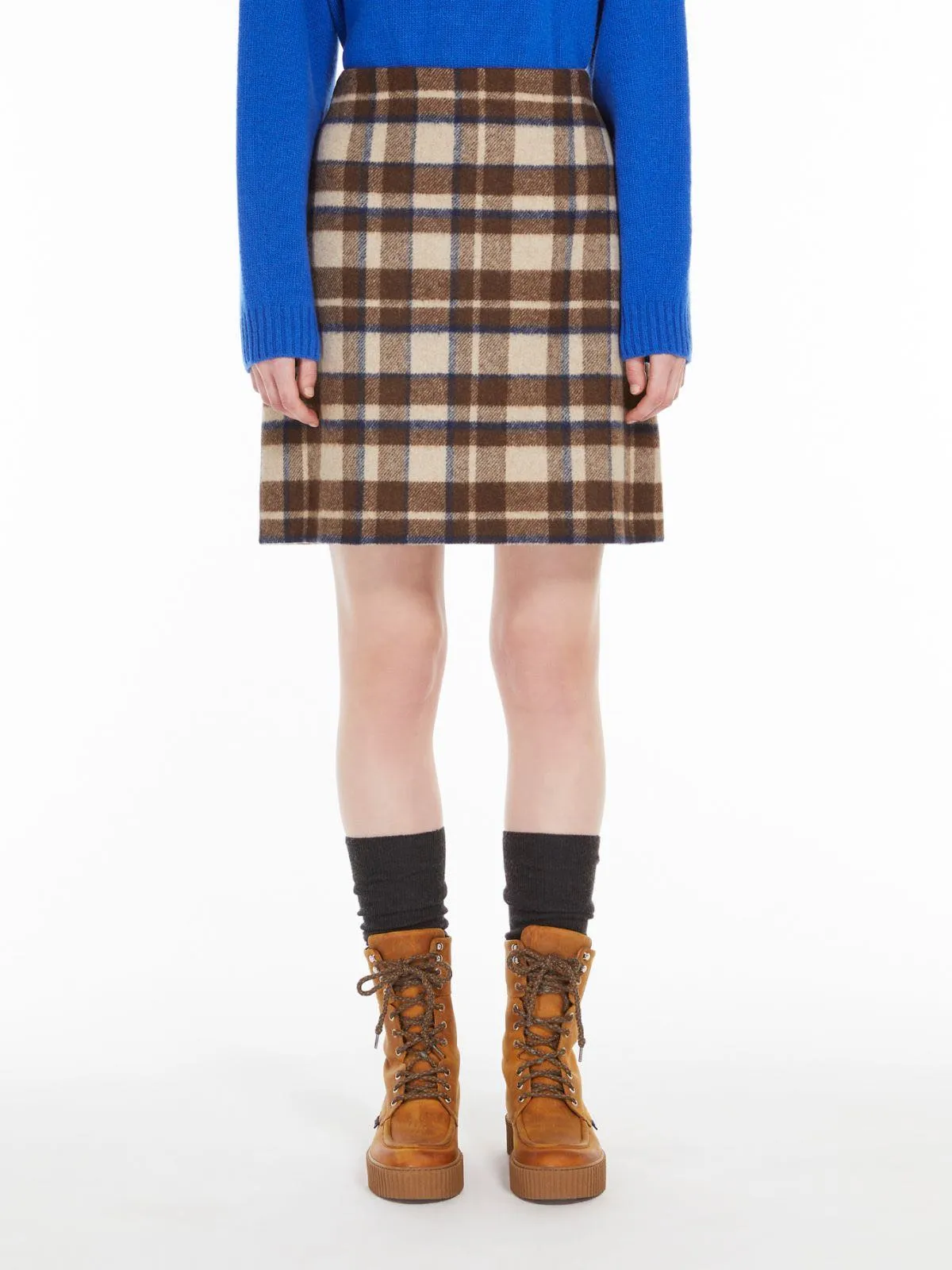 MaxMara Weekend Women's Epoca Short Chequered Wool Skirt