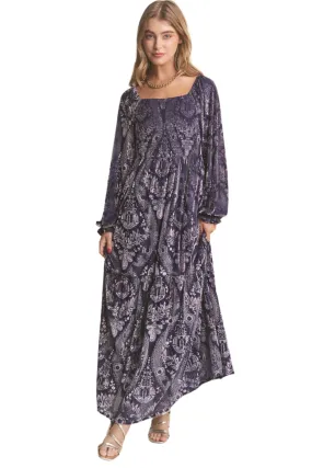 MIDNIGHT VELVET LINED MAXI DRESS
