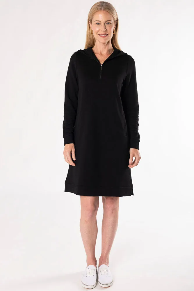 Mina Bamboo Hoodie Dress - Black