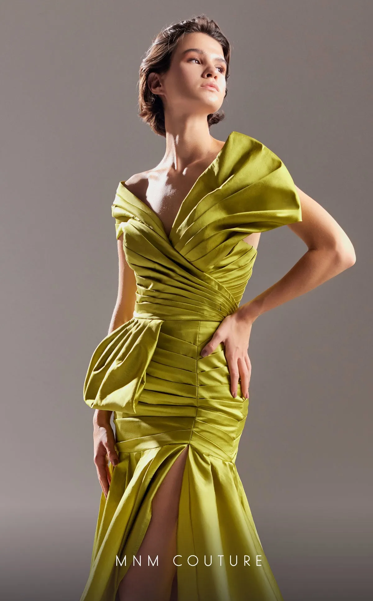 MNM Couture G1542 : Command Attention in a Dramatic Taffeta Mermaid Gown.