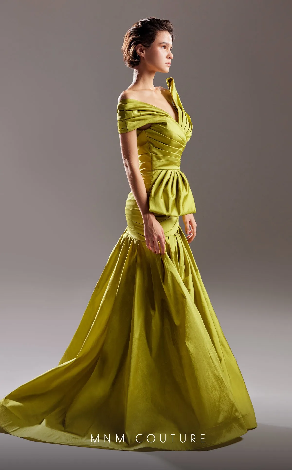 MNM Couture G1542 : Command Attention in a Dramatic Taffeta Mermaid Gown.