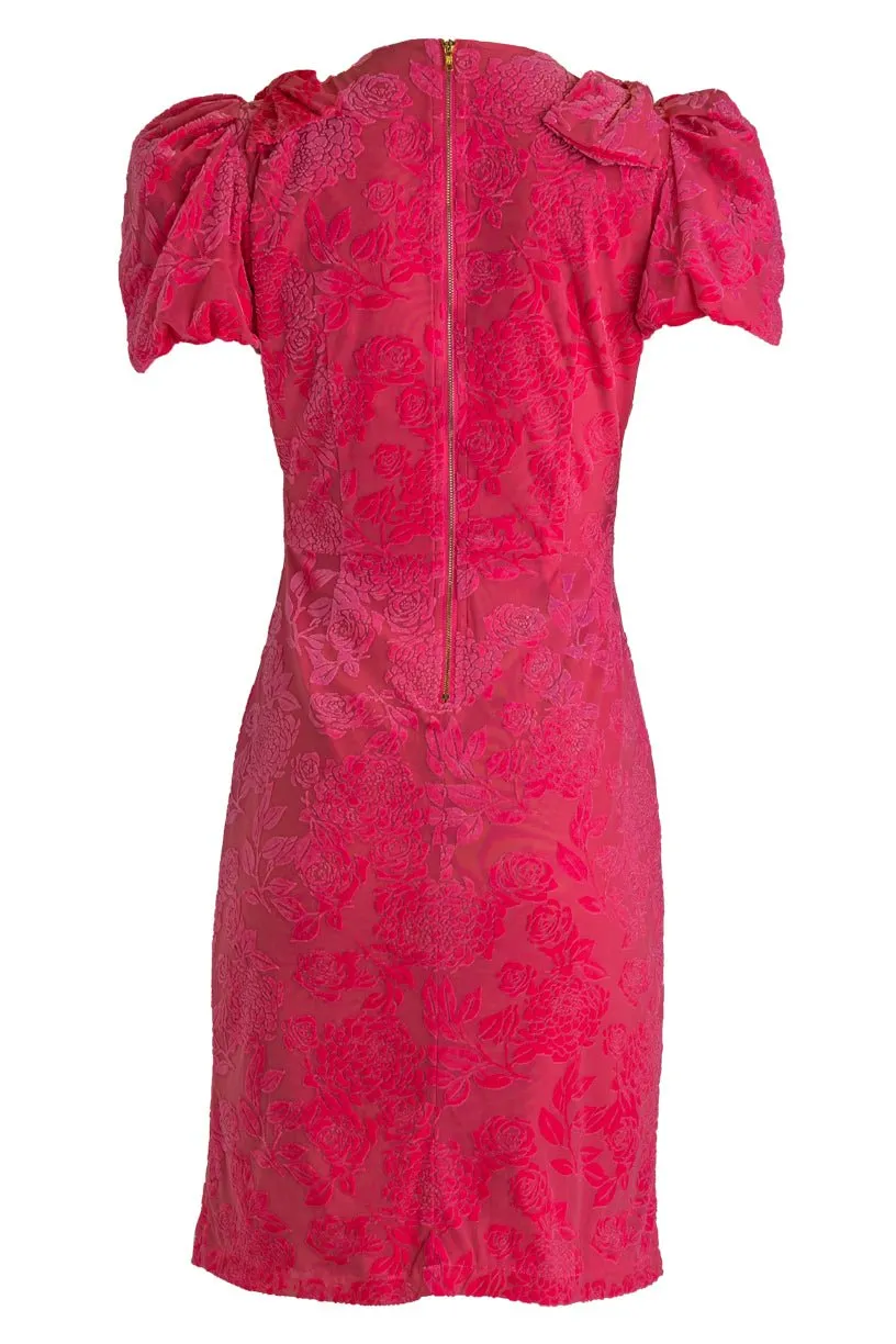 Nina Bow Dress in Pink Velvet - FINAL SALE