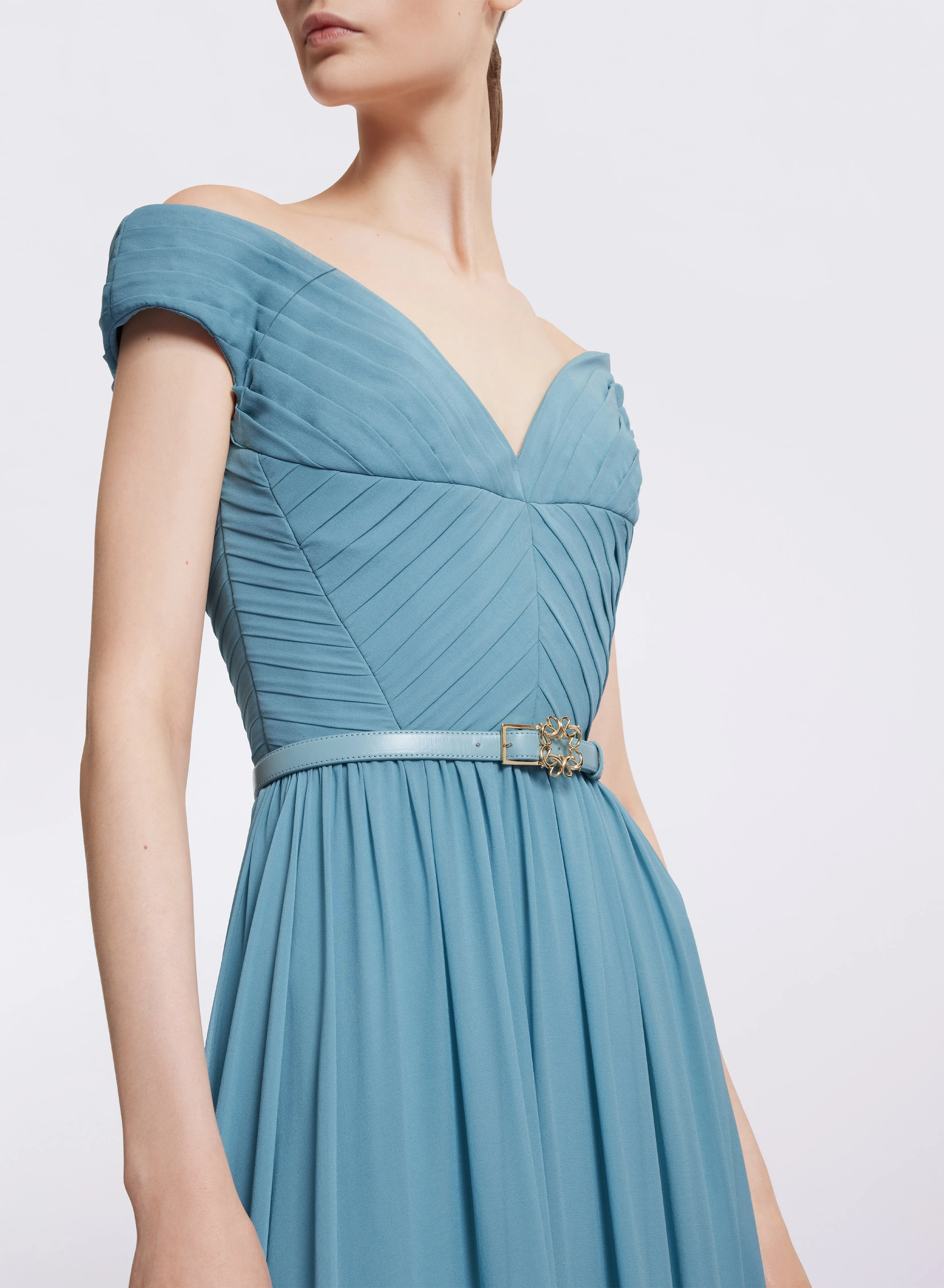 Off-The-Shoulder Silk Dress