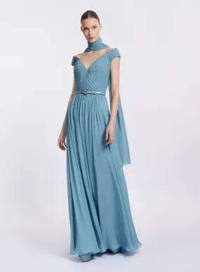 Off-The-Shoulder Silk Dress
