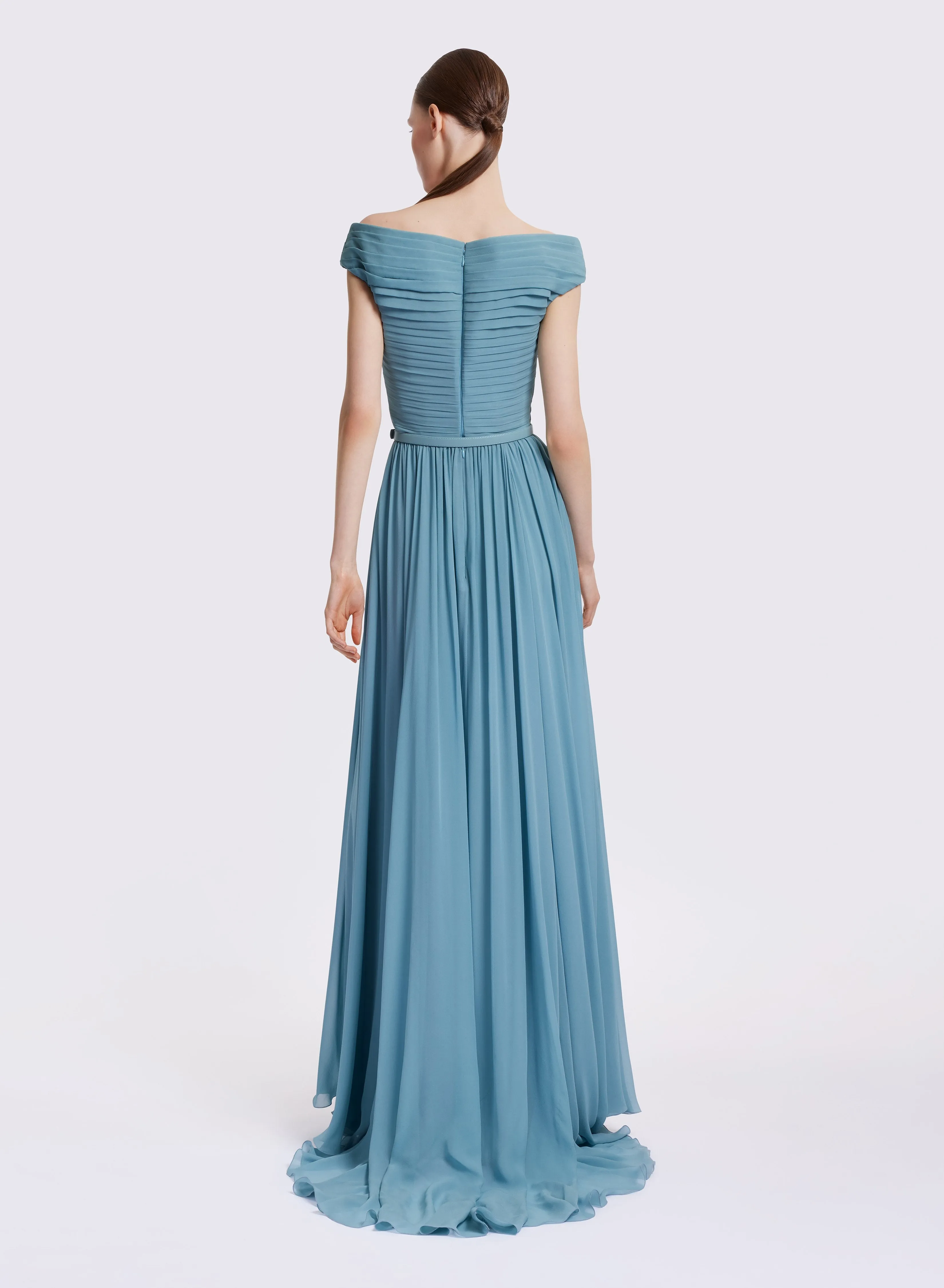 Off-The-Shoulder Silk Dress