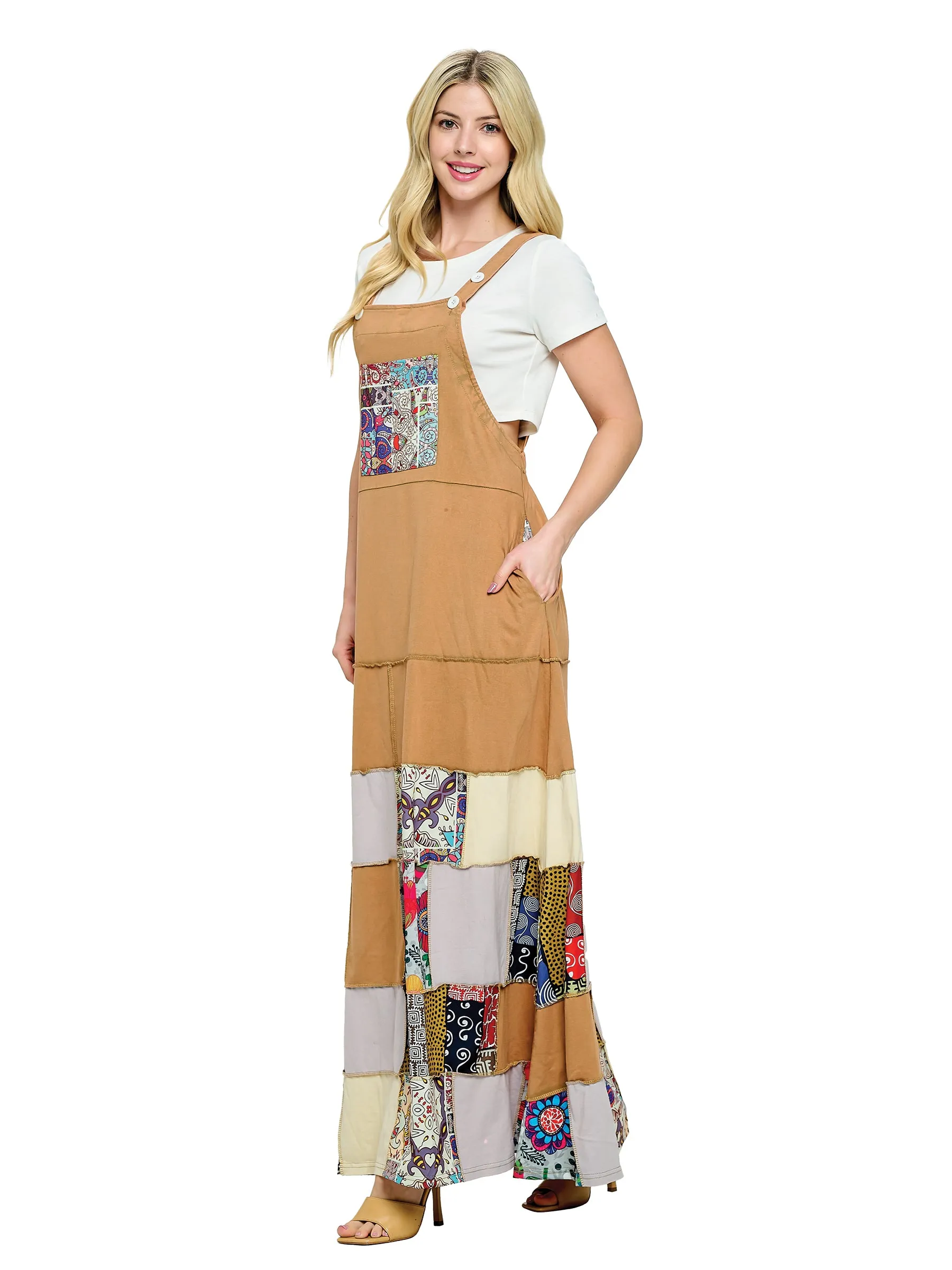 Overall Floral Patchwork  Maxi Dress