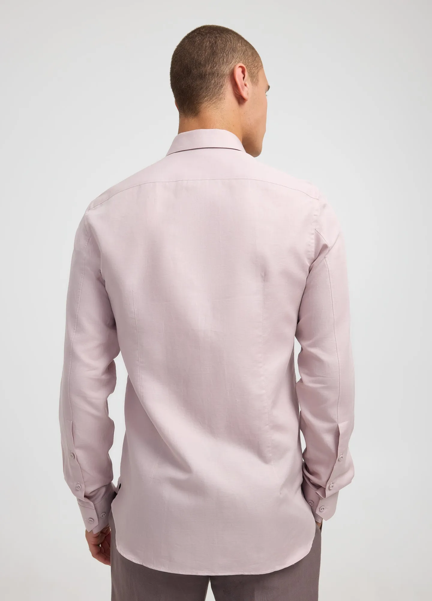 Panelled Cotton Linen Shirt Dusty Pink