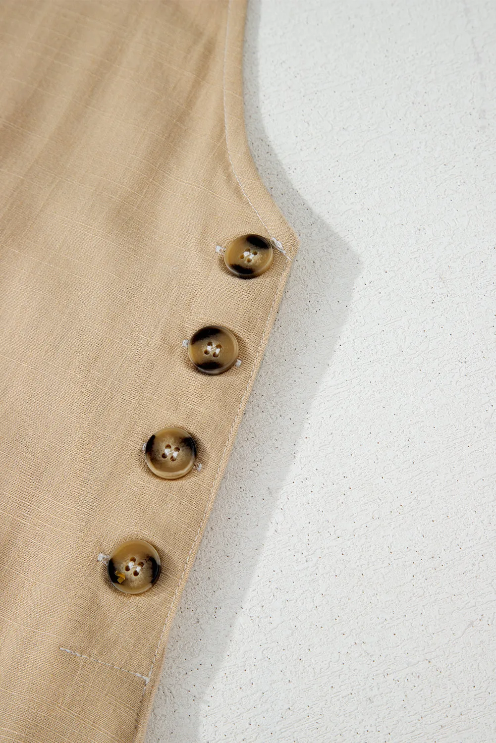 Parchment Side Buttons Sleeveless Overall Mini Dress