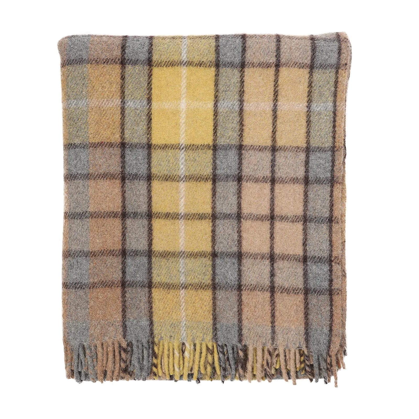 Recycled Wool Tartan Blanket Throw Buchanan Natural