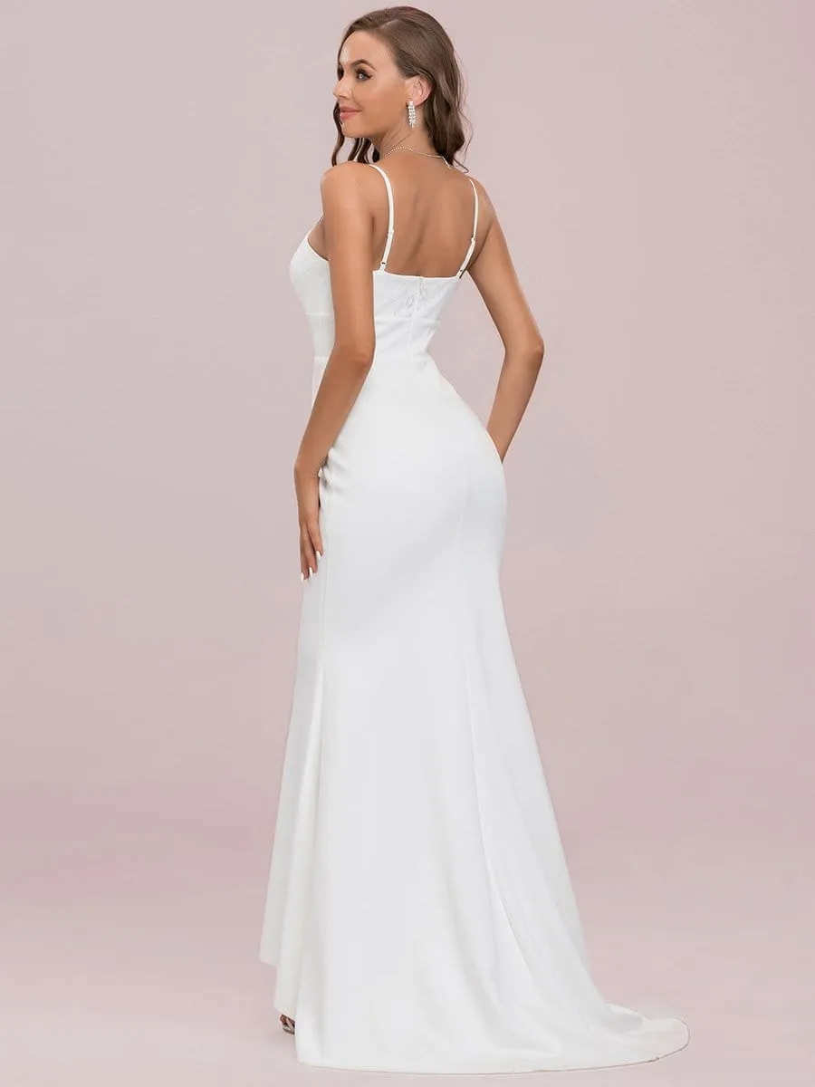 Romantic Sweetheart Embroidered Spaghetti Strap Fish Tail Wedding Dress