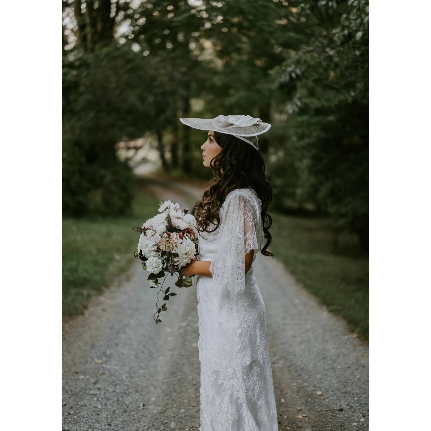 Rose Red Bridal / Lace Wedding Dress | Boho 70S Flutter Sleeve