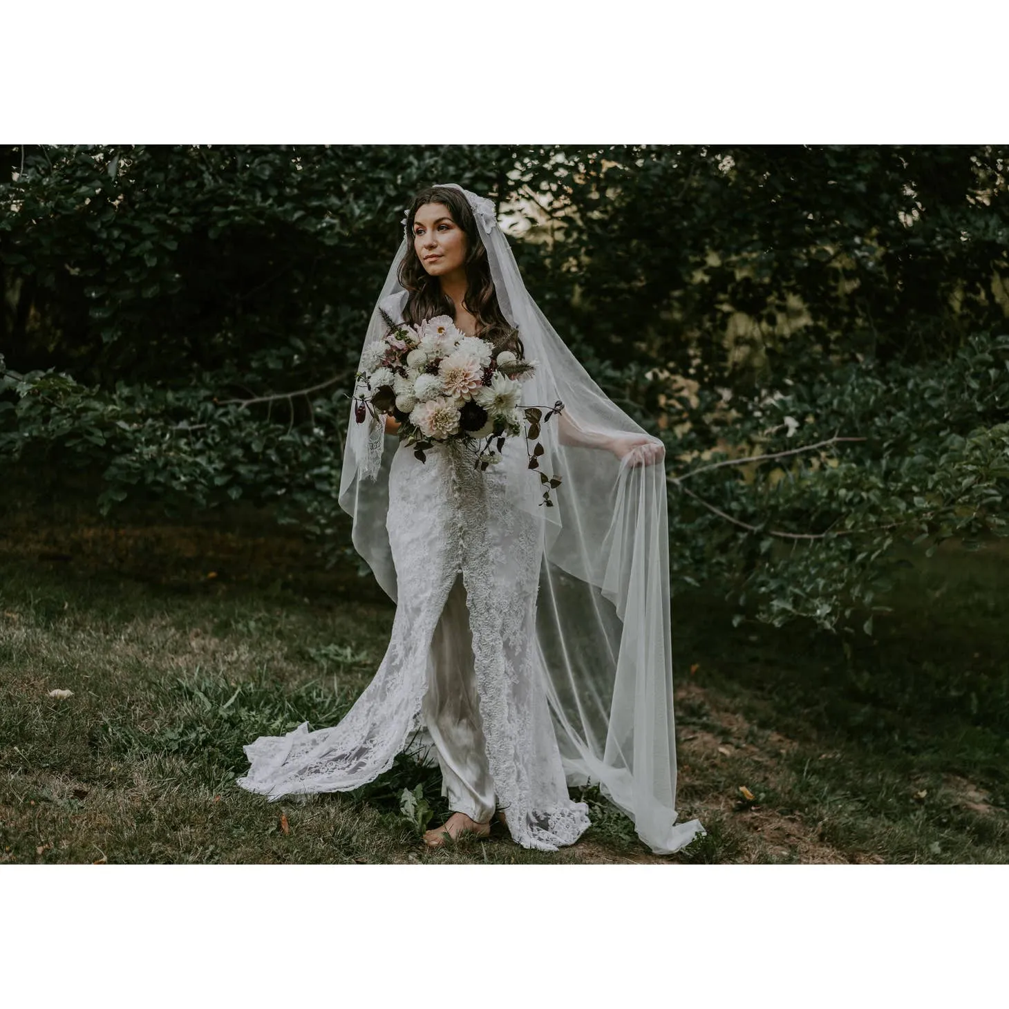 Rose Red Bridal / Lace Wedding Dress | Boho 70S Flutter Sleeve