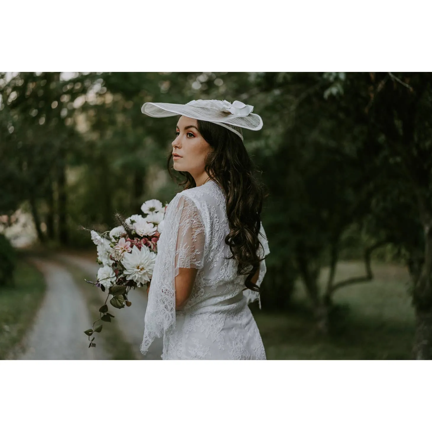 Rose Red Bridal / Lace Wedding Dress | Boho 70S Flutter Sleeve