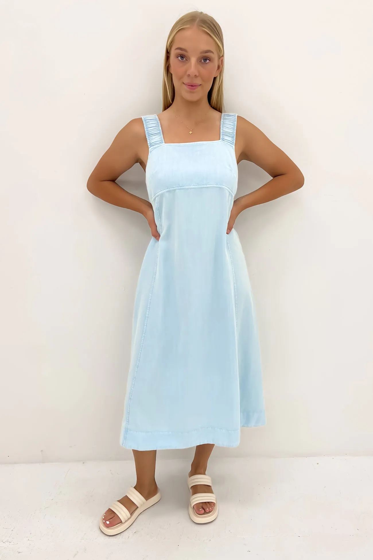 Sage Denim Dress Light Washed Blue