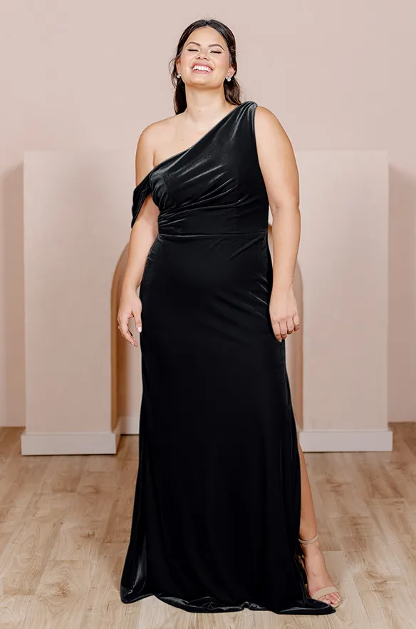 Sample Black Moira Convertible Velvet Dress | Ready To Ship