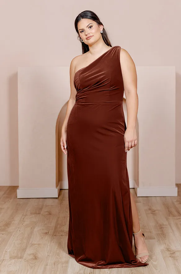 Sample Terracotta Moira Convertible Velvet Dress | Ready To Ship