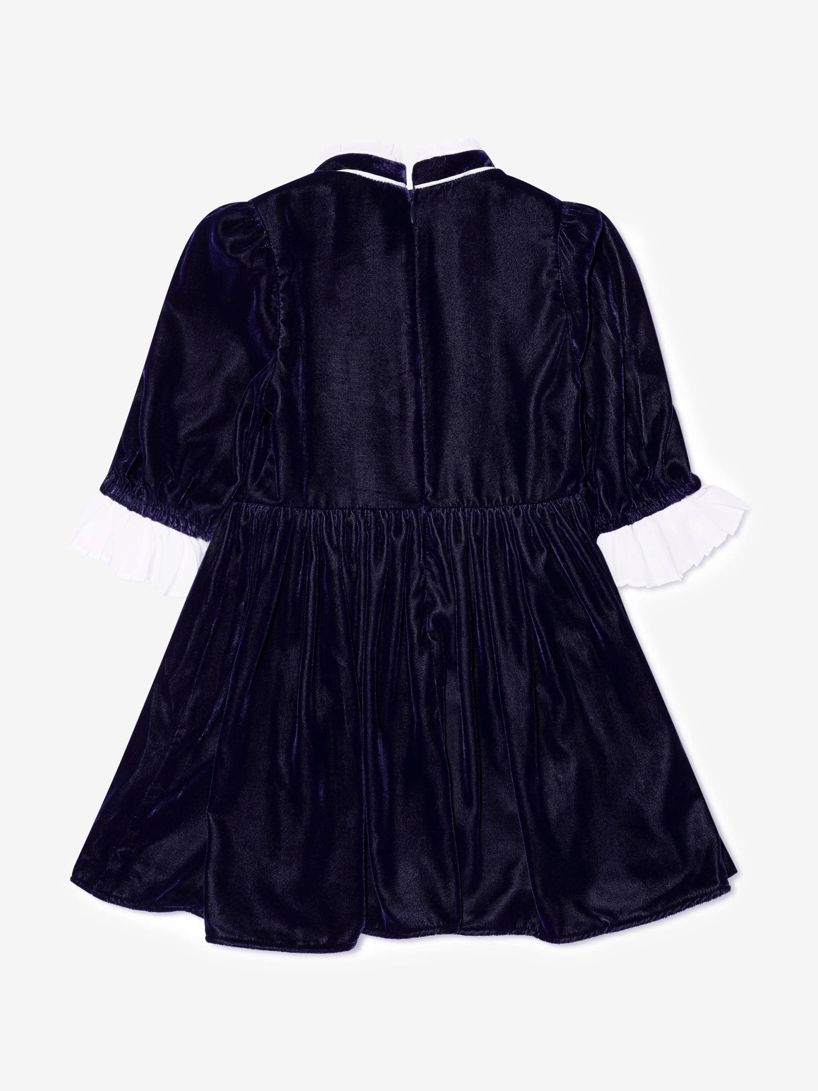 Self Portrait Girls Velvet Mini Dress in Navy