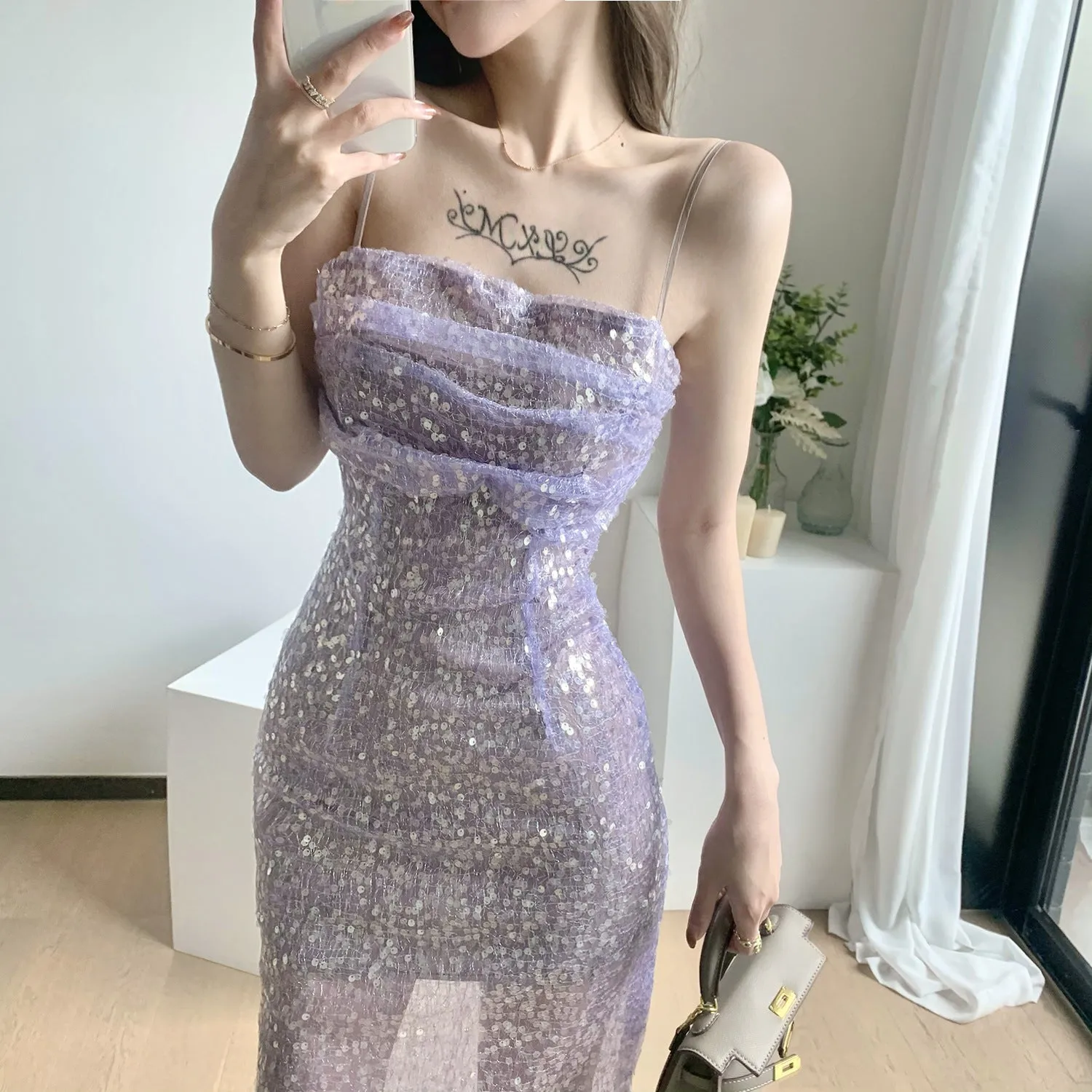 Shiny Sequin Tulle Dress