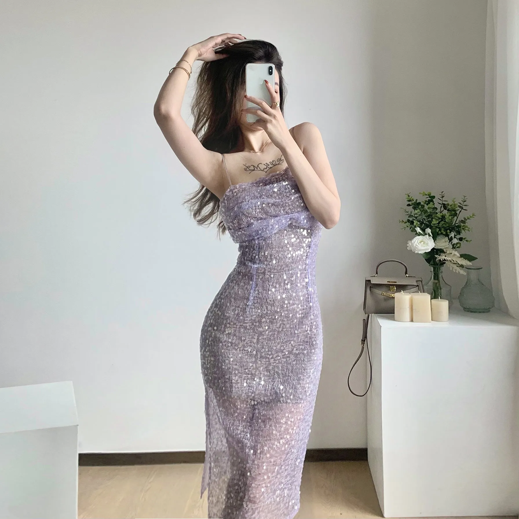 Shiny Sequin Tulle Dress