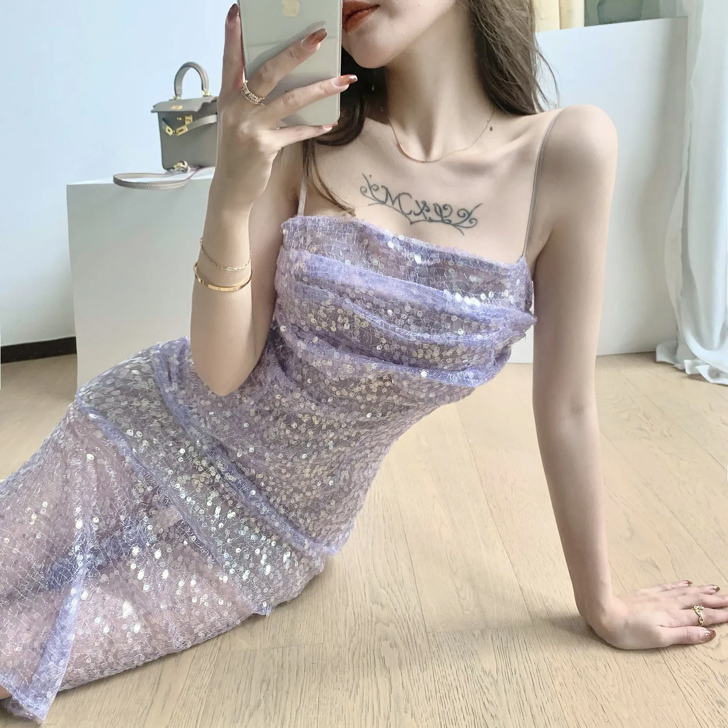 Shiny Sequin Tulle Dress