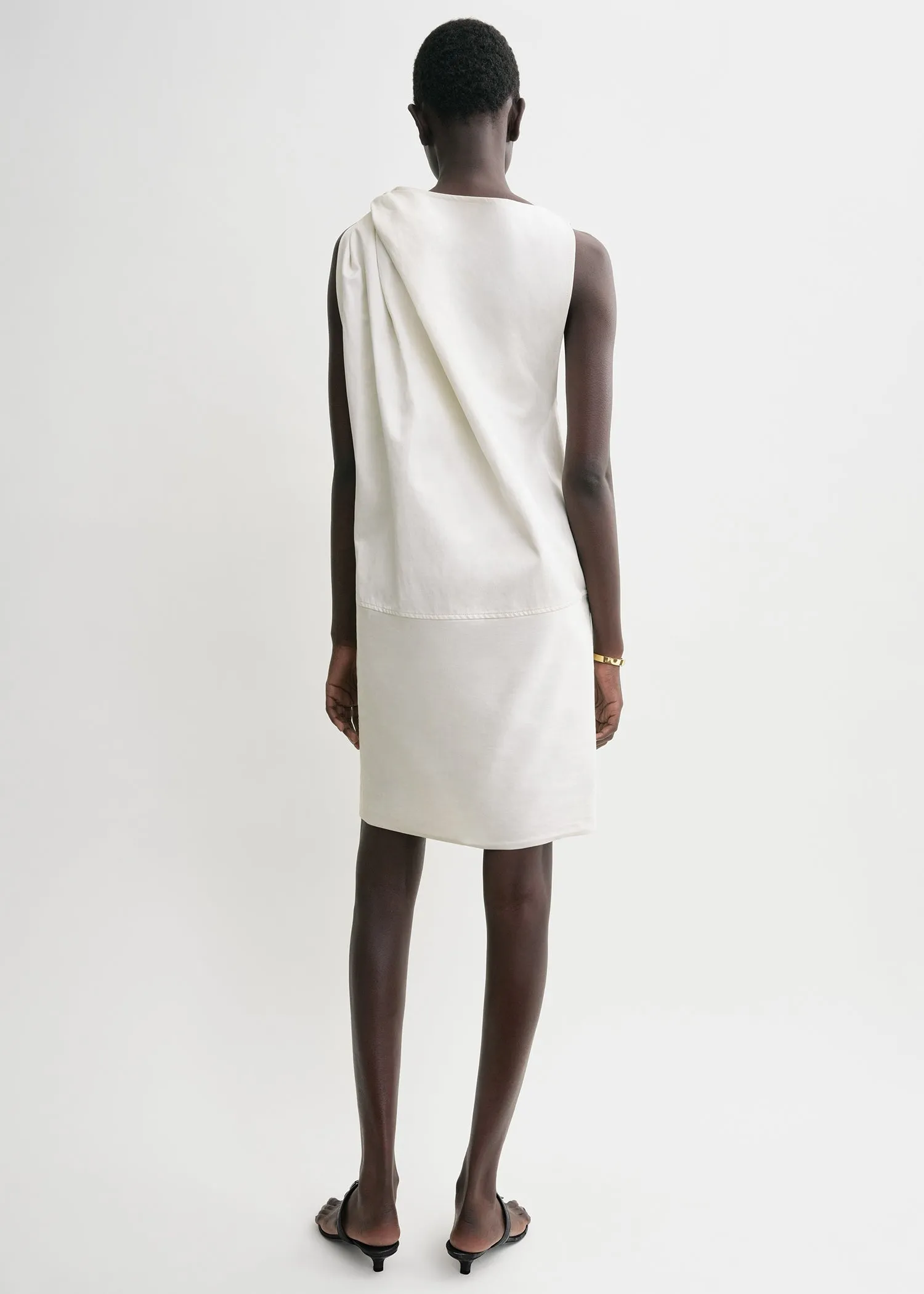 Shoulder-twist dress ecru