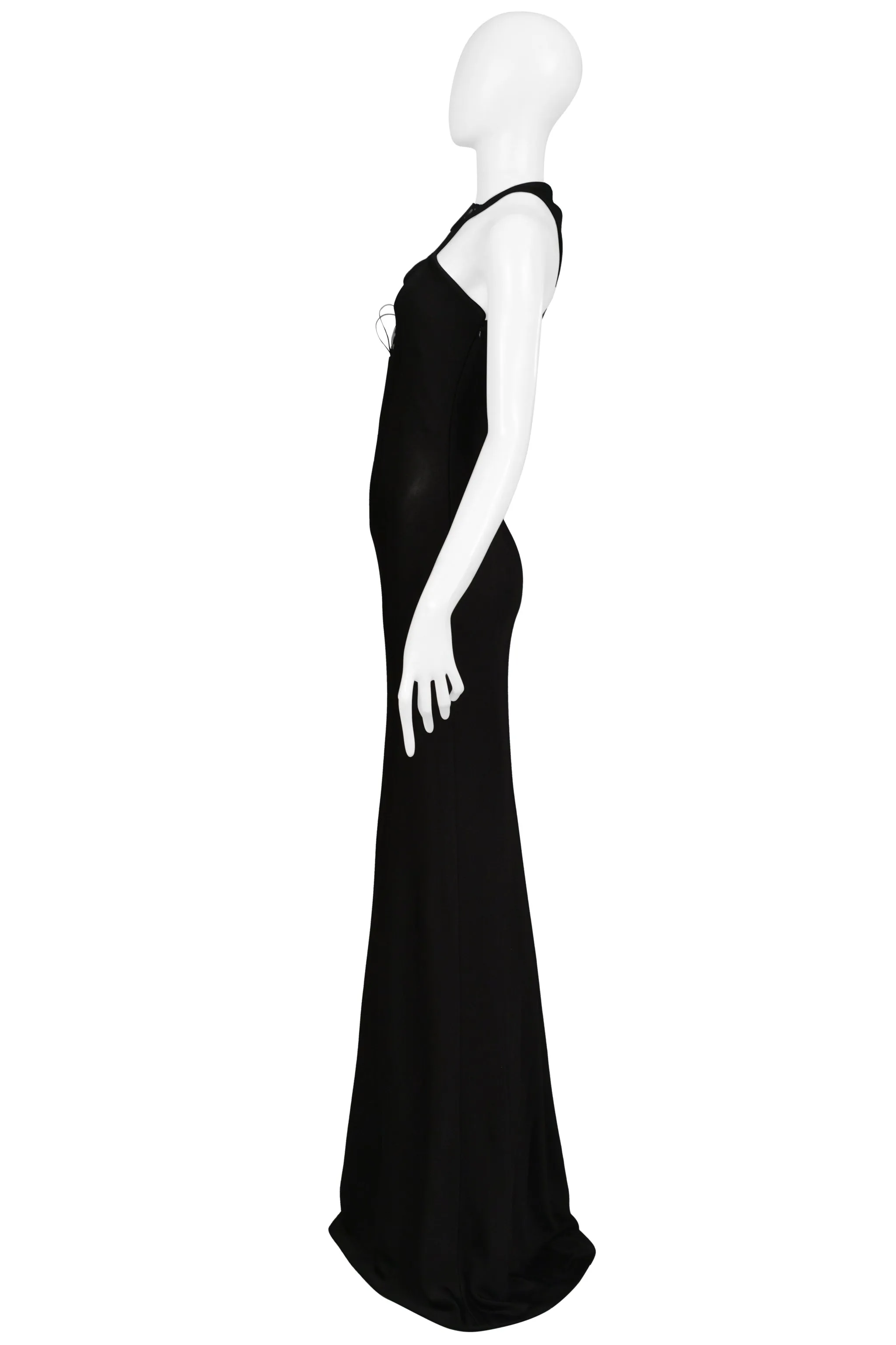 SOPHIA KOKOSALAKI BLACK ARCHITECTURAL EVENING GOWN WITH INTRICATE BODICE 2008