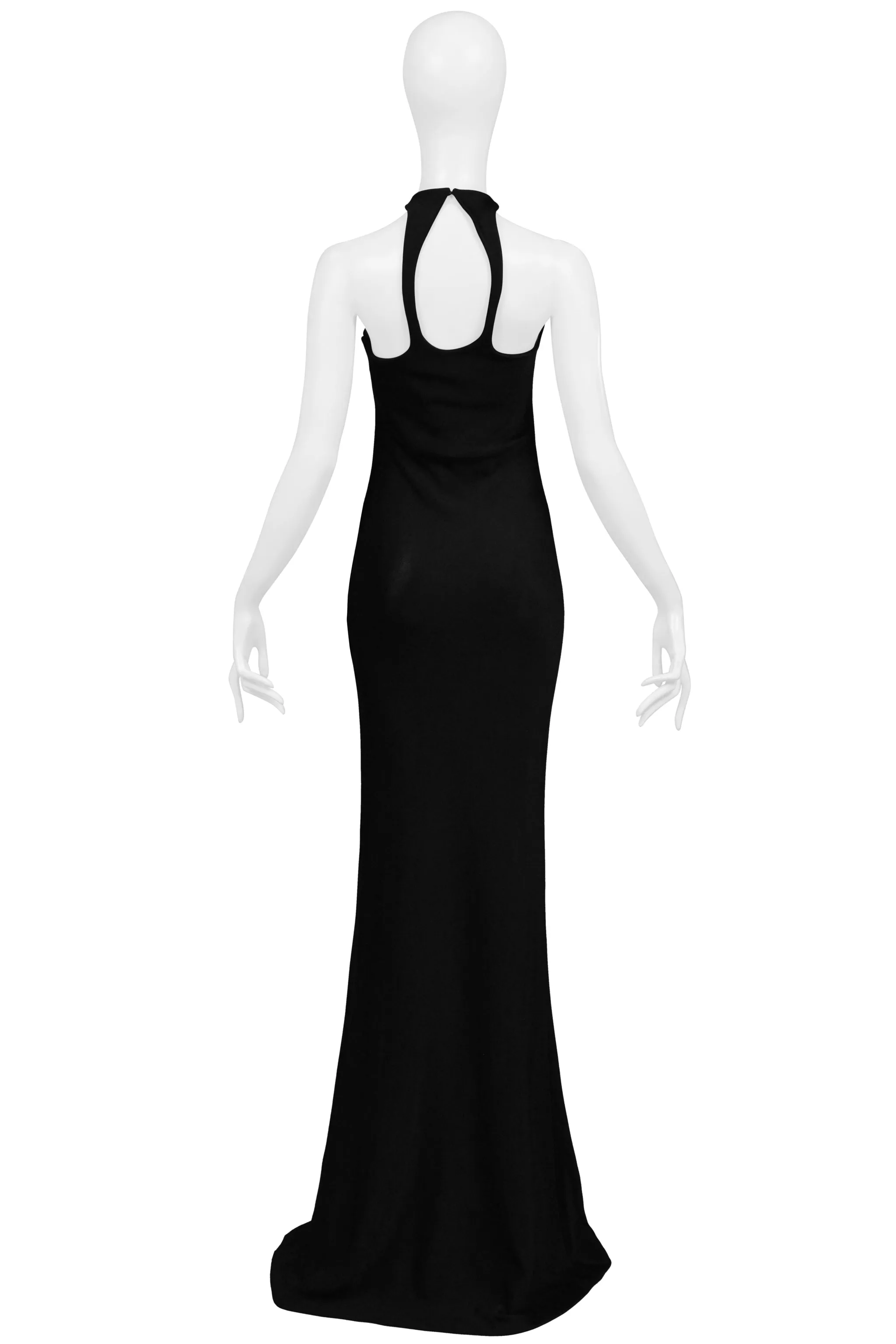 SOPHIA KOKOSALAKI BLACK ARCHITECTURAL EVENING GOWN WITH INTRICATE BODICE 2008