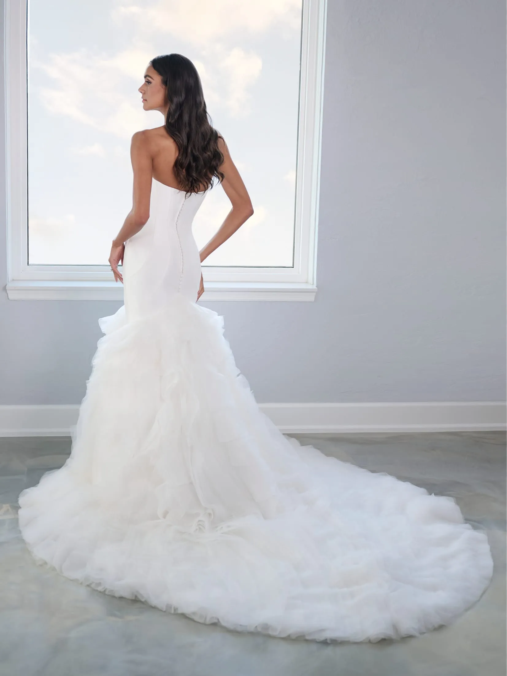 Strapless Ruffled Wedding Gown by Adrianna Papell 31308
