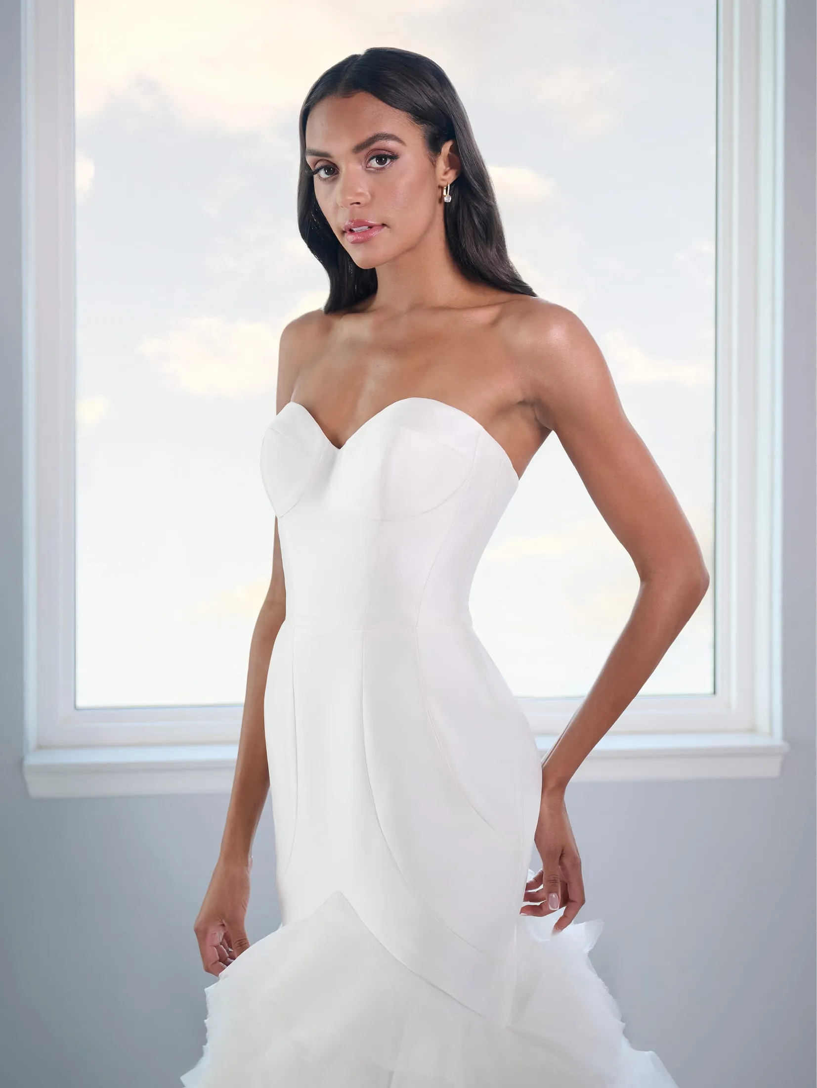 Strapless Ruffled Wedding Gown by Adrianna Papell 31308